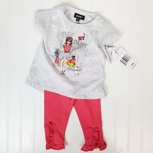 DKNY Short Sleeve Long Pant Outfit 12M - Picture 1 of 10